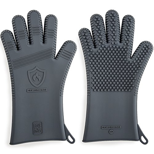Premium Silicone BBQ Gloves & Grill Gloves in Attractive Gift Box. 13.5 inch