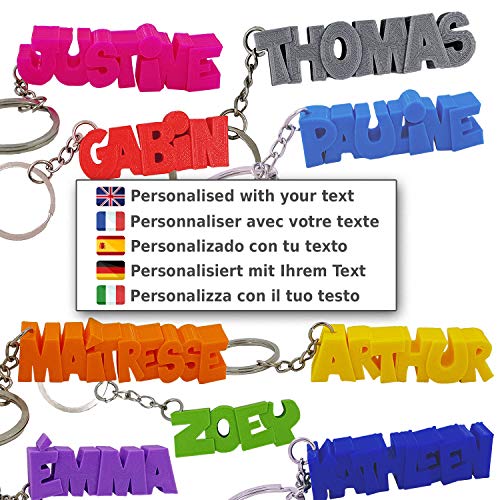 Porte-clés en 3D prénom ou Texte personnalisé – idée Cadeau Originale - Fabriqué en France - Anneau de 20 mm pour accrocher Vos clefs (Bleu Ciel) – vue 5