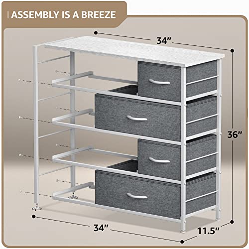 Sorbus Dresser For Bedroom With 8 Drawers - Tall Chest Storage Tower Unit, For Closet, Hallway, Nursery, Entryway Organization - Steel Frame, Wood Top (White) #TOP2