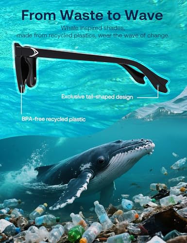 Image of SOJOS Polarized Retro Large Rectangular Sunglasses BALEEN