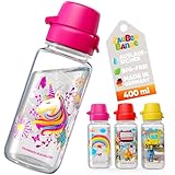 Trinkflasche Kinder auslaufsicher – Einhorn – 400 ml – Kinder Trinkflasche Kohlensäure geeignet, BPA-frei aus Tritan, spülmaschinenfest, Easy-Clean – Made in Germany