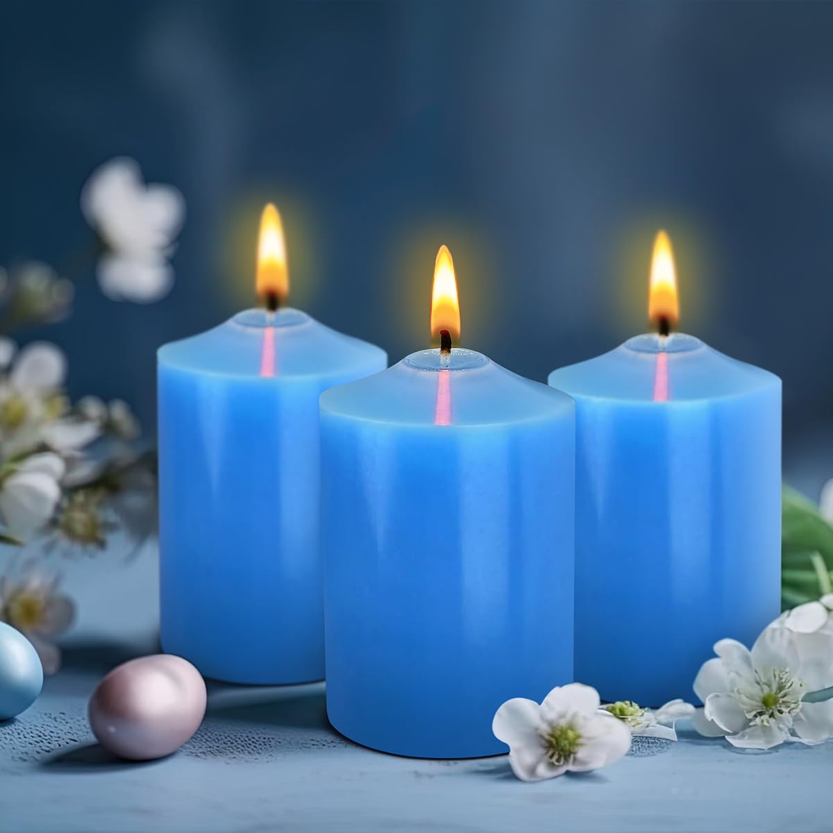 2x3 candele colate a colonna blu a mano