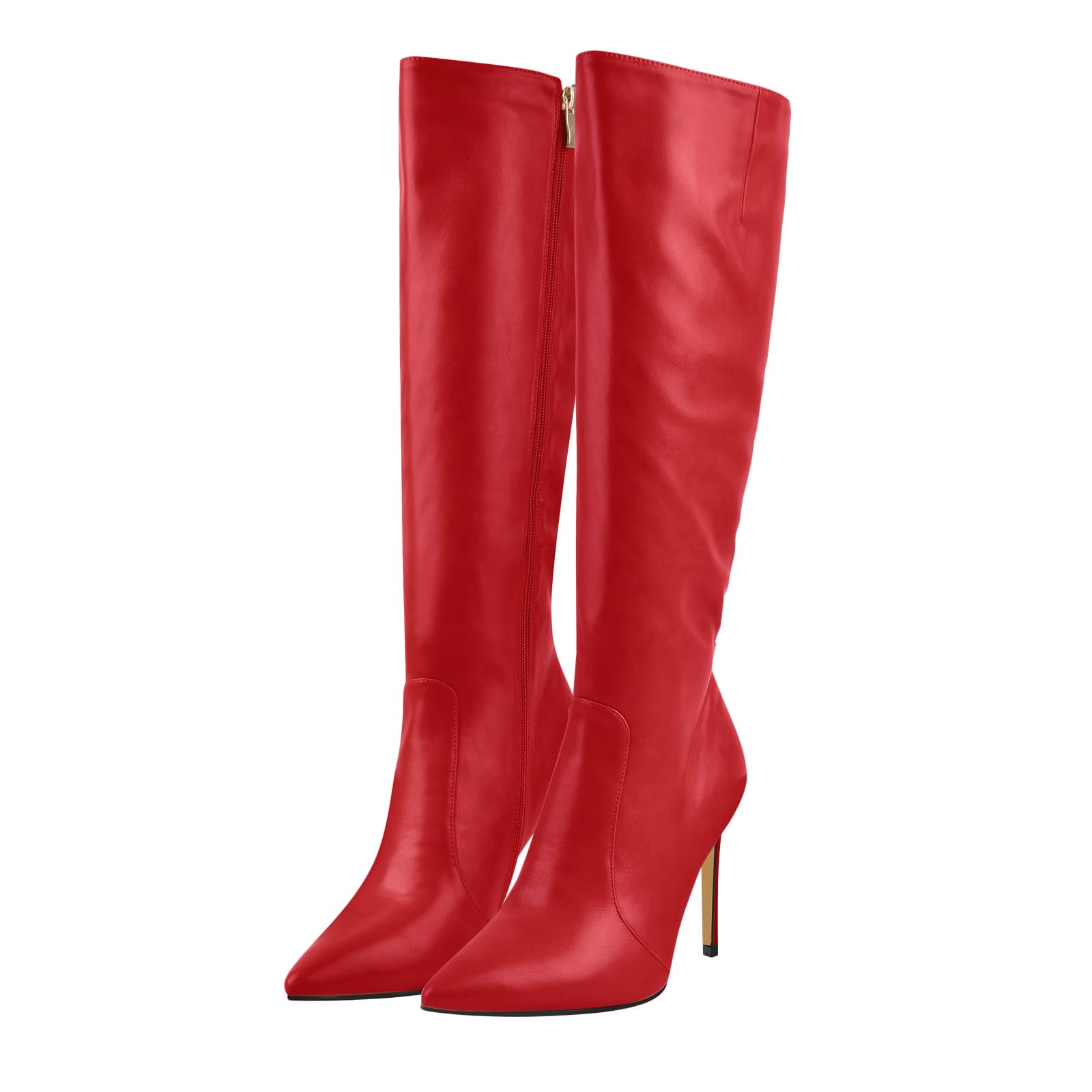 LISHAN Womens Pointed Toe Under the Knee High Boots Stiletto High Heels
