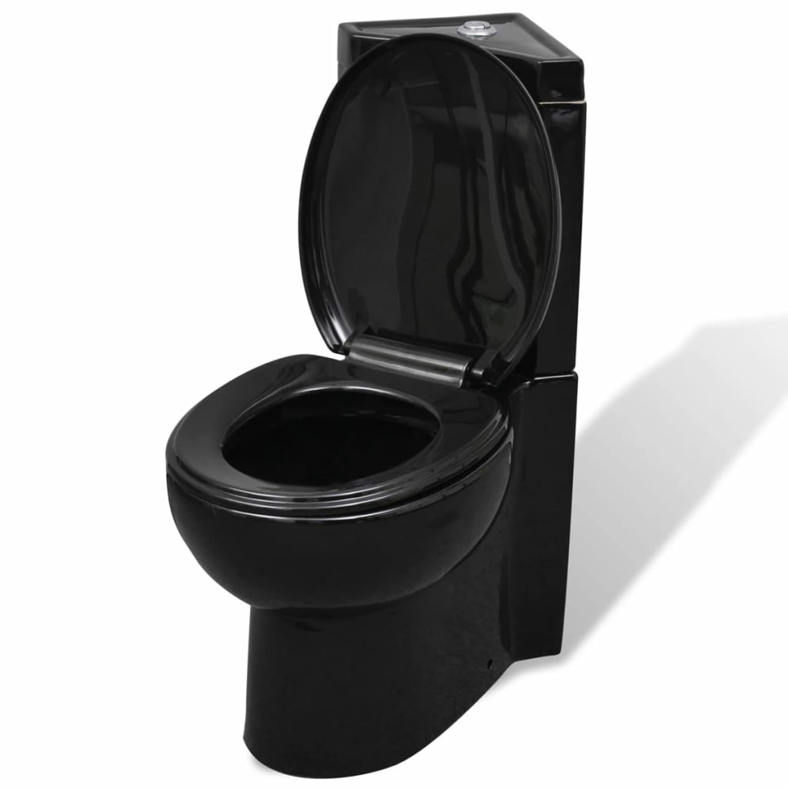 Inodoro Moderno de Esquina con Sistema de Cierre Suave y Ahorro de Agua - Negro