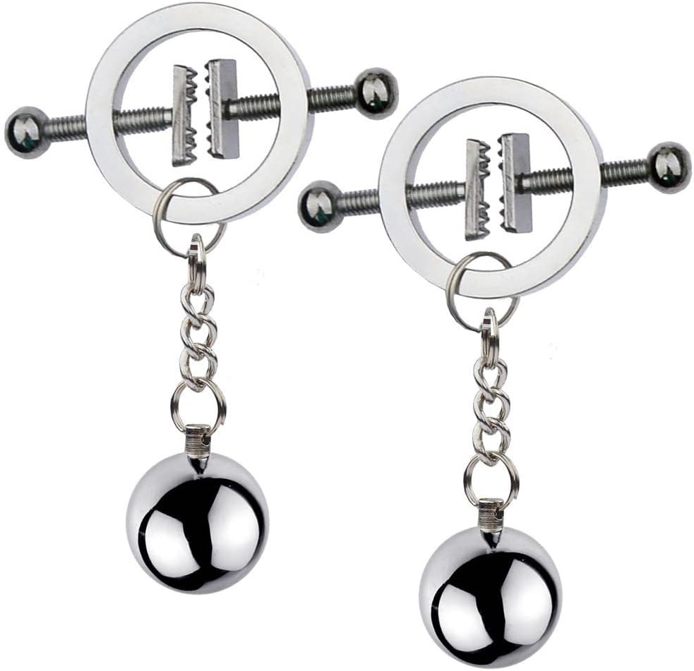 Weighted Nipple Clamps Non Piercing Nipple Rings Papilla Straighteners Corrector Nipple Shield Nipple Clamps Adjustable Breast Clamps for Adults Jewelry Accessories (Circle Clamps)