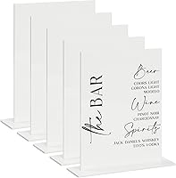 JINMURY 5 Pack 8x10 Inch White Acrylic Blank Signs with Bases - DIY Wedding Table Numbers, Events, Parties Signage