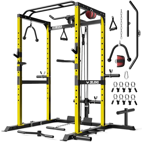 JELENS S21 Power Cage, Multi-Function Power Rack with Adjustable Cable Crossover System, 2000LBS...