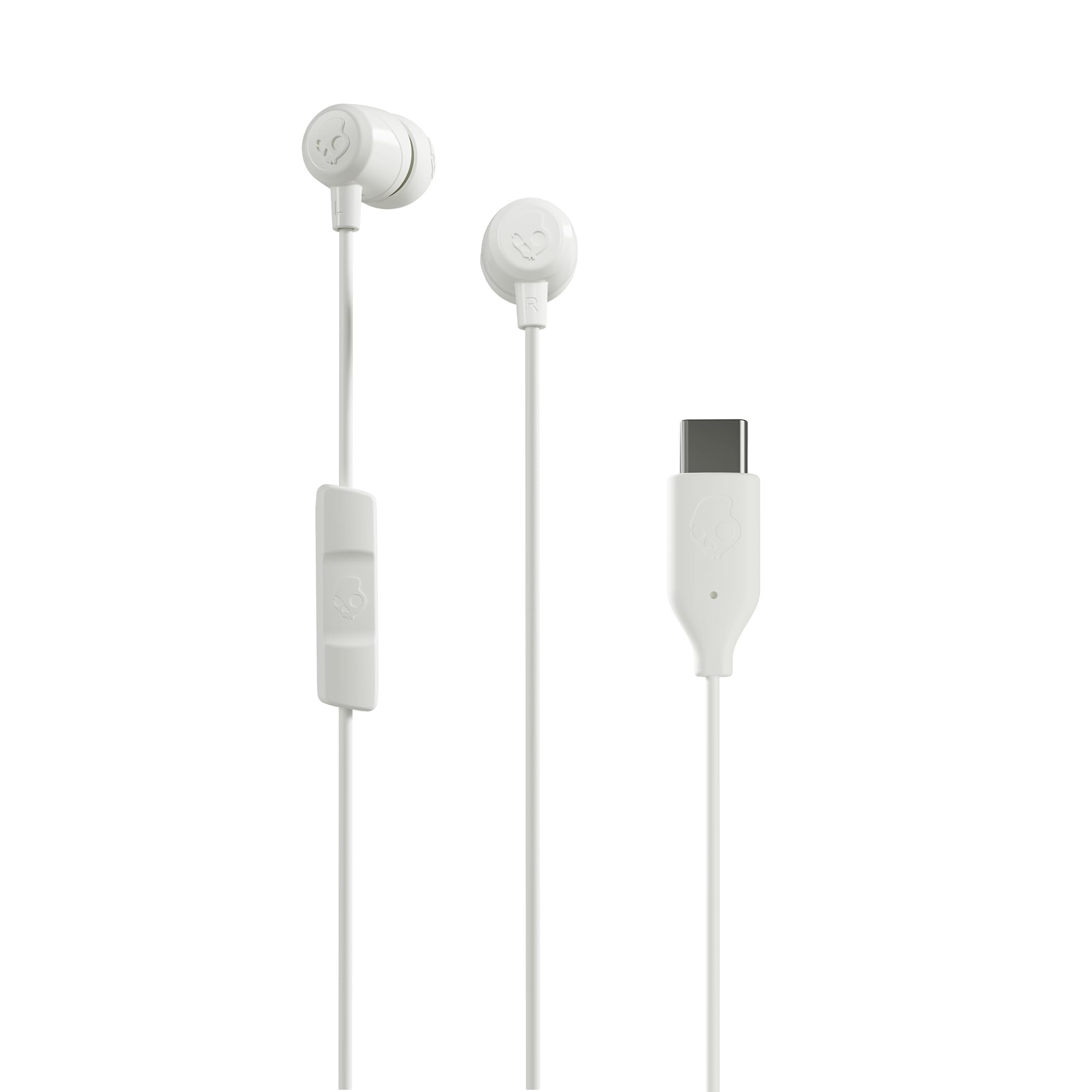 Skullcandy Jib USB-C Wired Earbuds with Noise Isolating Fit, In-Line Microphone Call and Track Control for iPhone Android, Ear Gel Sizes Included for Custom Fit - Bone