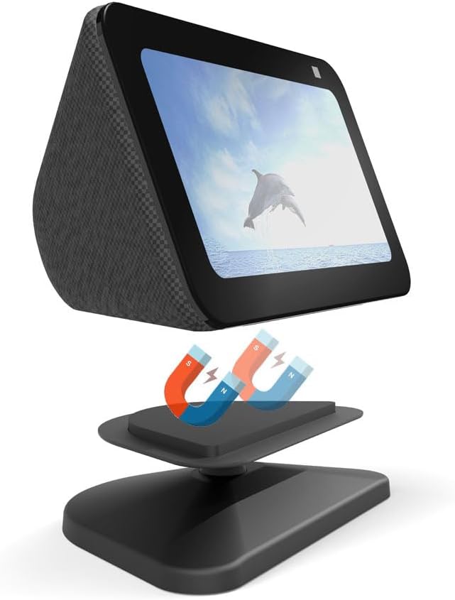 For Amazon Echo Show 5 holder, 45° adjustable stand, simply tilt your Echo Show 5 forward or back to improve the viewing angle (Echo Show 5, Black) A345