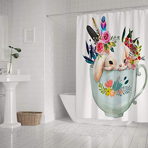 Rideau de douche avec crochets polyester imperméable 66x72