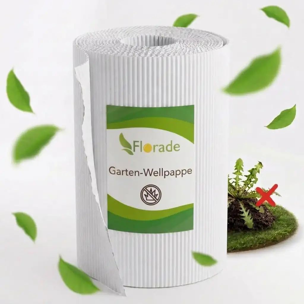 Florade Garten-Wellpappe – biologisch abbaubares Unkrautvlies aus 100% Frischfaser – plastikfrei & wasserdurchlässig – Mulchvlies & Gartenvlies für Beete, Hochbeet, Gemüse & No-Dig-Garten