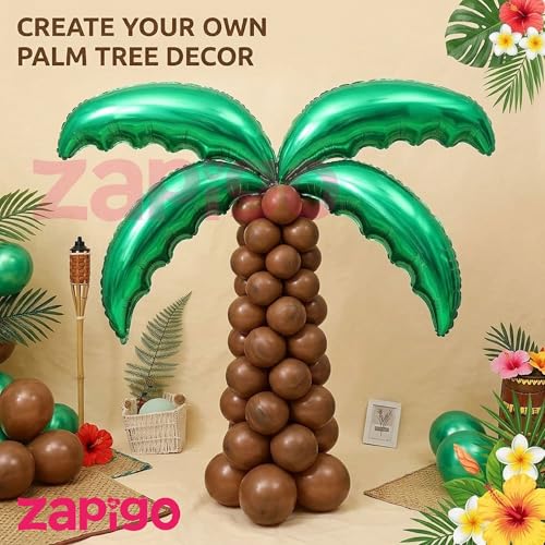 Image of Balloonistics Large Palm Leaf Foil Balloon | Tropical Luau Party Decoration | Jungle Safari Birthday Balloon | Tropical Theme Party Supplies