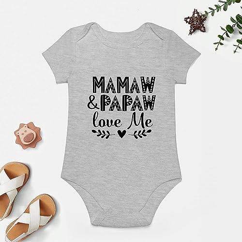 Mamaw And Papaw Love Me New Baby Born Clothes Short Sleeve Plain White Romper White Clothes Baby Girl 0-3 Month4