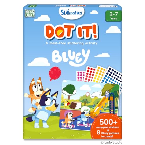 Image of Skillmatics Bluey Dot It Sticker Activity - Mess-Free Fun for Kids, 500+ Stickers, Craft Kits, DIY Activity, Travel Toys, Gifts for Boys & Girls Ages 3, 4, 5, 6, 7
