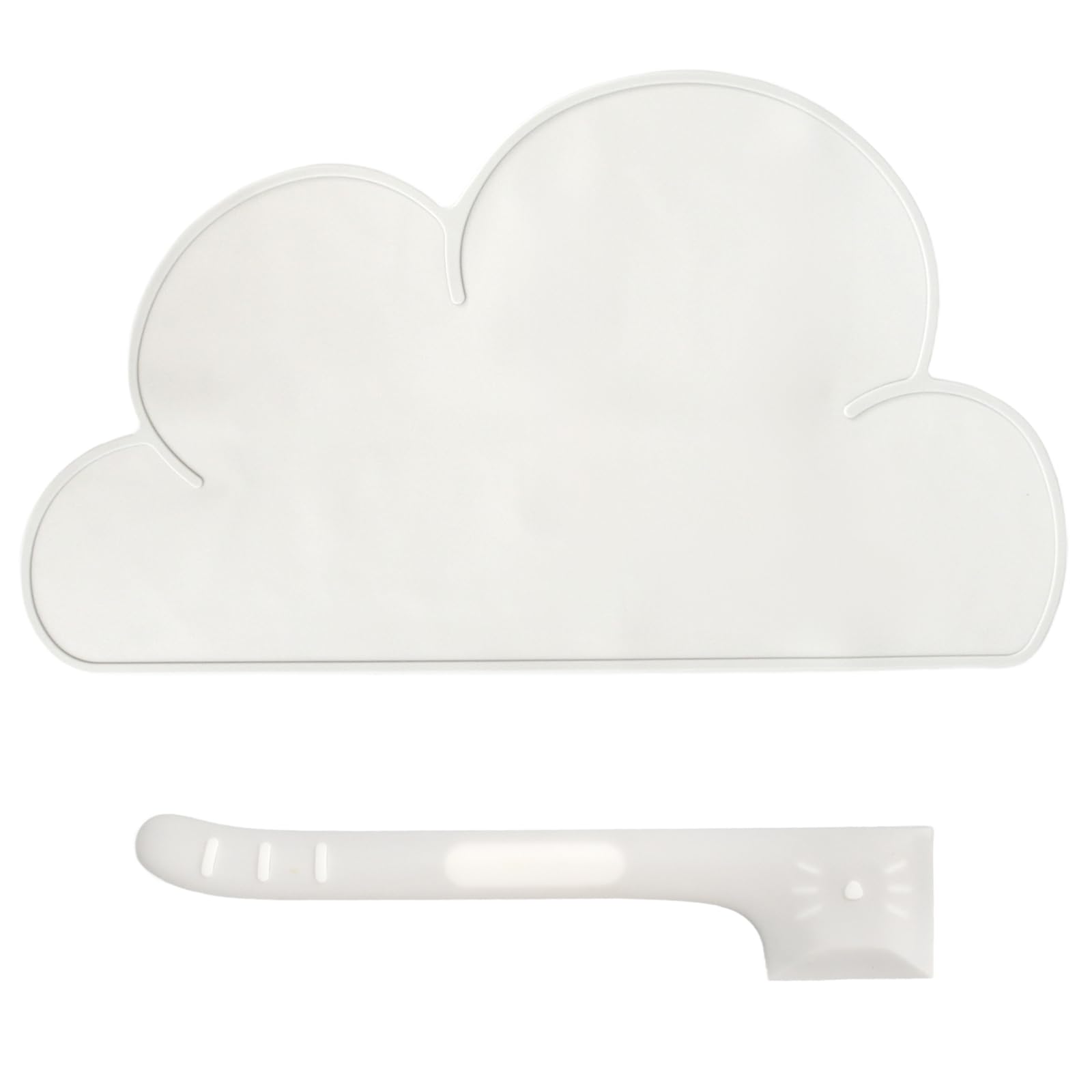 Cat Food Mat Silicone Cloud Cat Feeding Mat Waterproof and Leakproof with a Dog Food Scoop Gray 48x27cm