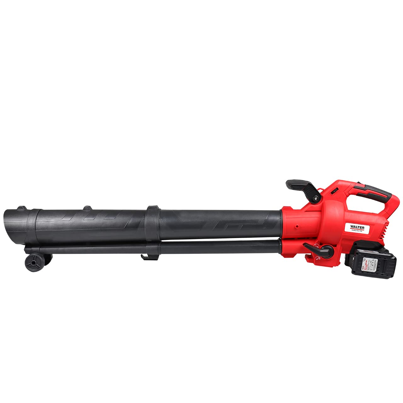 WALTER Professional Li-Ion Akku-Laubbläser und Laubsauger 40V, Blasgeschwindigkeit: 160-210 km/h, Einsaugvolumen 10,3 m³/ min, Laubsackkapazität: 45 l, geringes Gewicht von nur 3,4 kg, inkl. Tragegurt