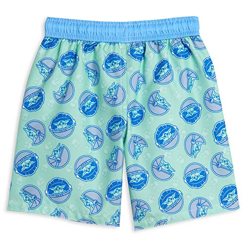 STAR WARS The Mandalorian Baby Yoda Toddler Boys Rash Guard Swim Trunks Set Blue/Green 5T4