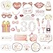 Produktbild Qpout Rose Gold 30 Geburtstag Foto Requisiten (32Stück), Geburtstagsfeier lustige Fotorequisiten für Frauen 30. Geburtstag Party Photo Booth Props Dekoration Accessoires, mit Bambusstöcken&Aufkleber