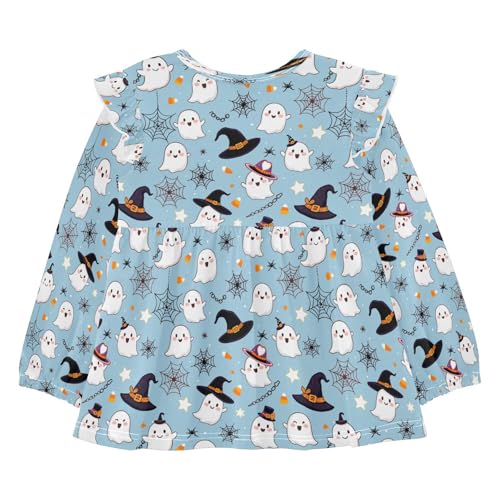 Cute Specter Hat Web A Girls Shirts Cotton Long Sleeve Ruffle Toddler Tee Tops2