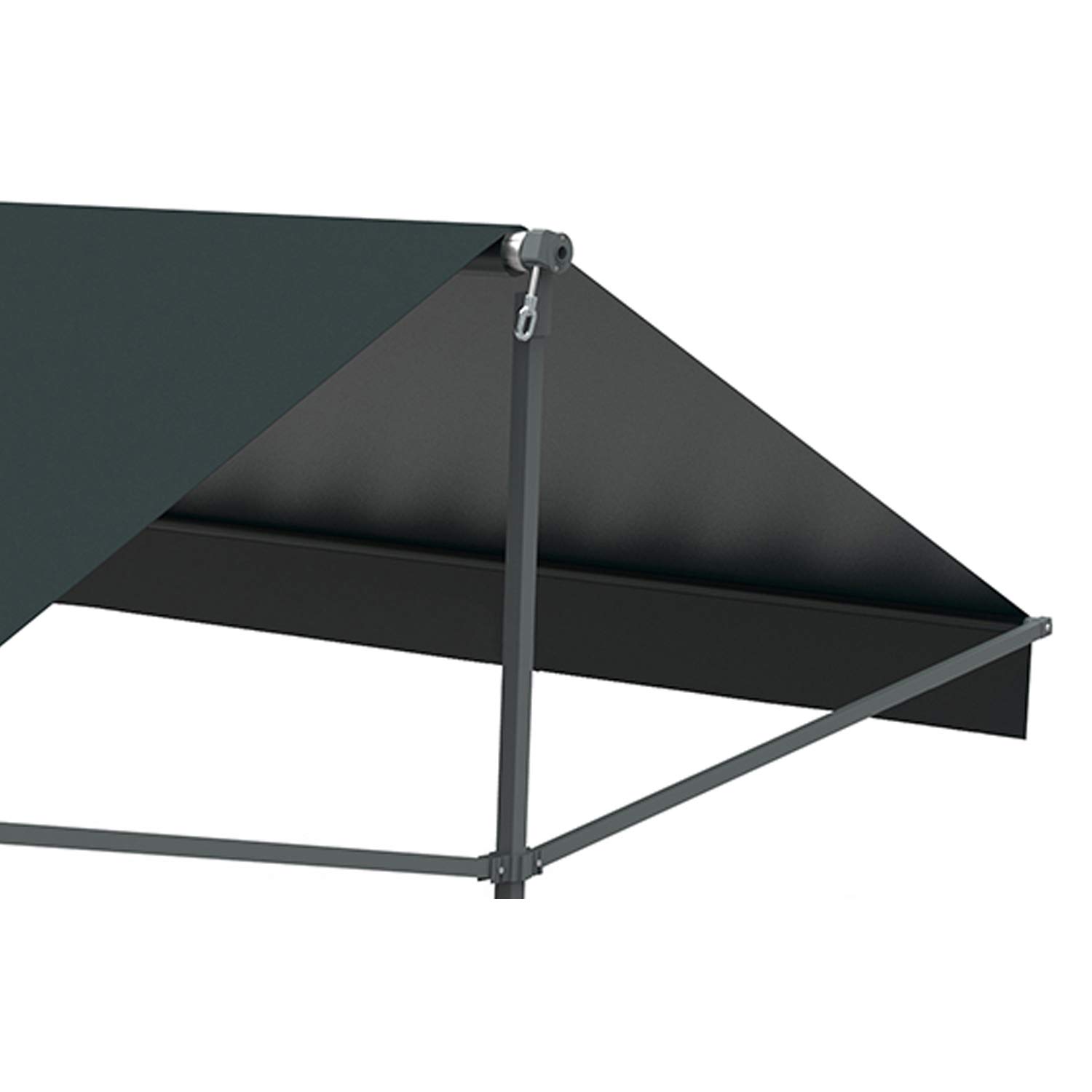 Store Banne Double Pente 4x3m Manuel ISEO Gris - Toile Waterproof 250g/m² Hydrofuge & Anti-UV - Protection Jardin & Terrasse avec Manivelle - Structure Aluminium Robuste - Concept Usine