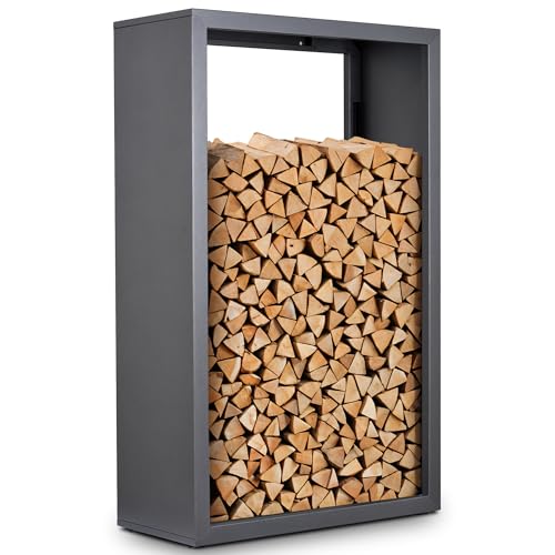 sortiQ Kaminholzregal Metall [feuerverzinkt] Kaminholz-Regal für außen & innen - wetterfeste, moderne Brennholz-Stapelhilfe für stabile Holzaufbewahrung Holzlager mit Stellfüßen (170 x 165cm)