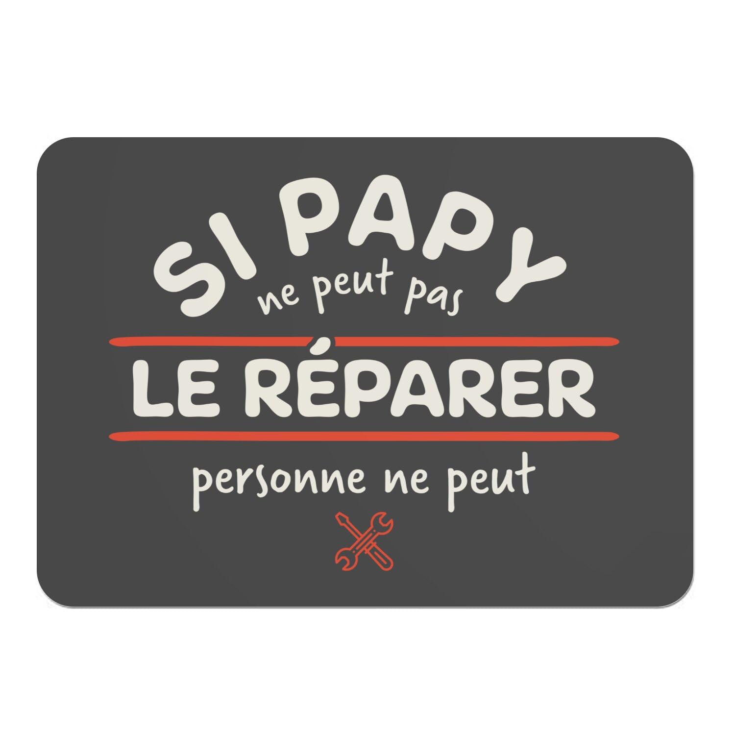 Sets de table en liège Papy réparateur | Cadeau grand-père lot de 4 napperons noirs