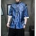 Men's Kung Fu Shirt,Traditional Chinese Hanfu Tang Suit Coat with Silk Printing,Half Sleeve Top for Casual Summer Outfits Blue