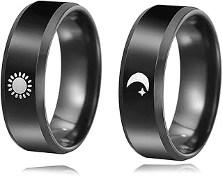 HUASAI Sun and Moon Rings for Couples Matching Promise Couples Rings for Girlfriend Boyfriend