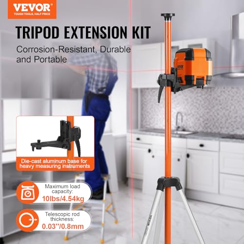 VEVOR Laser-Wasserwaagen-Stativ, 1/4-20 & 5/8-11 Gewindehalterung, 40,94-133,85 Zoll Höhenverstellung mit Wasserwaage und robustem Ständer, ausziehbares, leichtes Aluminium-Stativ für Laserscanner