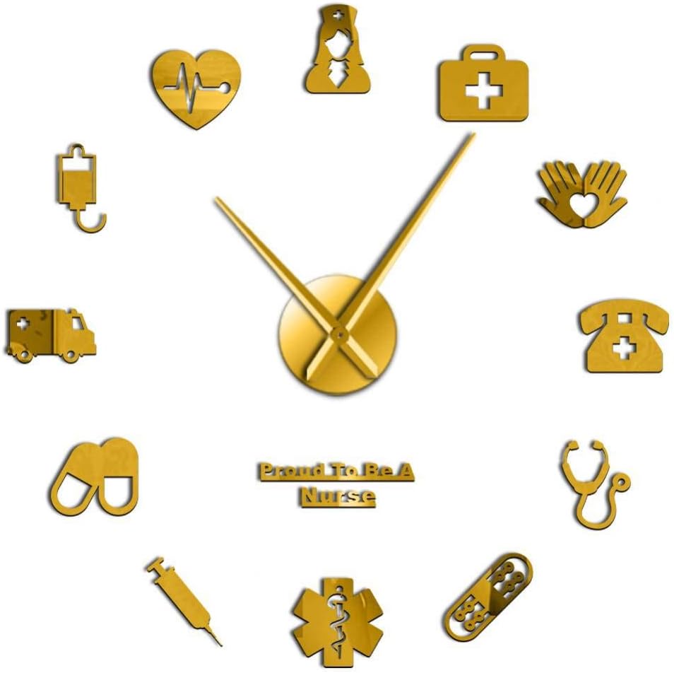 FIDMEK Wall Clock Proud To Be A Nurse Doctor & Nurse Kit Diy Large Wall Clock Medical Office Hospital Wall Art Decor Long Hands Clock Wall Watch