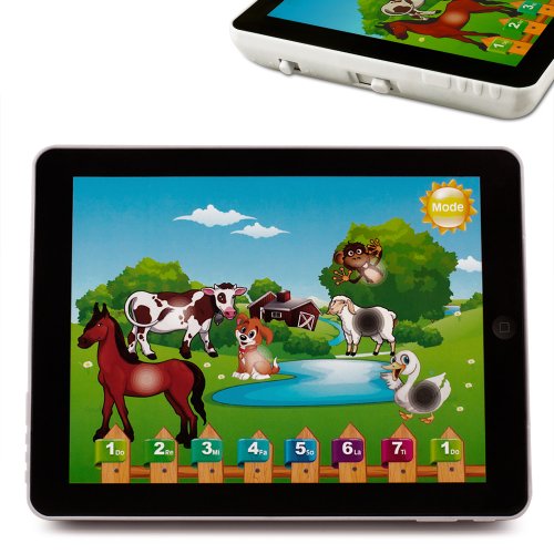 Preisvergleich Produktbild Deuba Kinder Lernspiel Sprachförderung 4 Sprachen Klaviertöne Tierlaute buntes Motiv einfache Bedienung Tablet Pad Computer Klaviermodus Sprachencomputer
