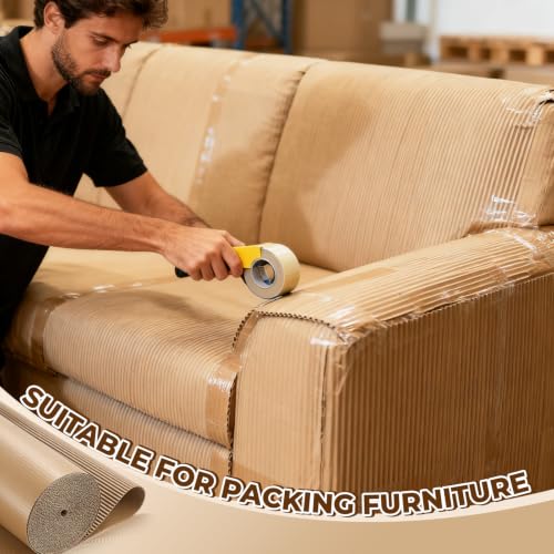 Image of MotiMind Corrugated Cardboard Roll, 48 x 157 Inch Single Face Cushioned