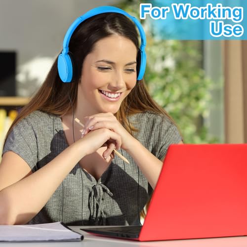 Image of Yunsailing 18 Pack Classroom Headphones Bulk, Wired Headphones,Blue | Student School Supplies, Individually Wrapped, Adjustable, over Ear Head Earbuds, for Laptop PC Computer