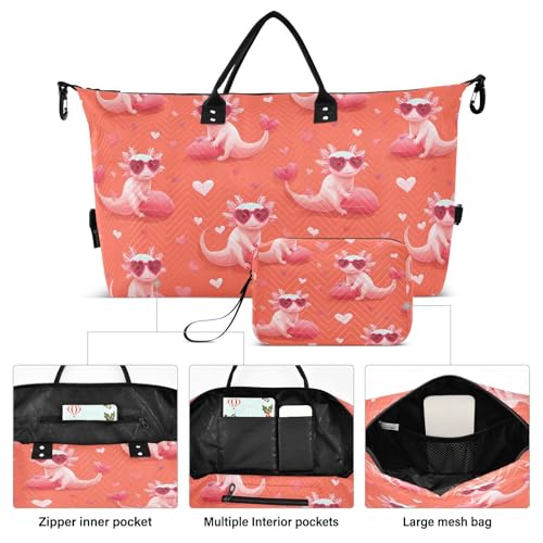 Salamander Sunglasses Heart Large Travel Duffle Bag Weekender Overnight Bags Gym Yoga Bag for Women Men with Toiletry Bag2