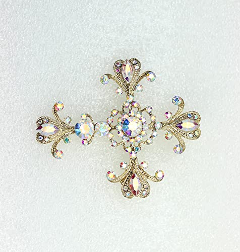 Image of Faship Gorgeous Rhinestone Crystal Cross Crucifix Pin Brooch