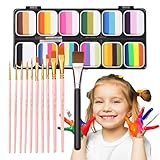 Kit de peinture pour le visage lavable - Palette d'art professionnelle 12 couleur, ensemble de peinture Rainbow Body | Couleurs de visage créatifs durables, peinture de corps artistique pour ,