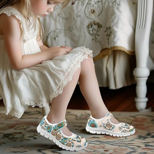 Binienty Girls Mary Jane Sneaker Casual Mesh Flat Shoes Memory Foam Slip on School Dress Shoes4