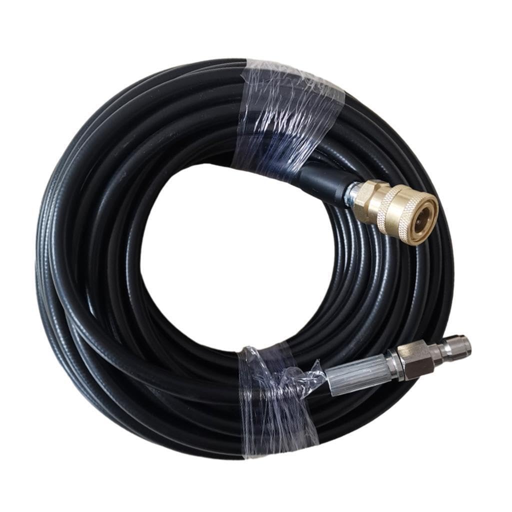 Manguera de hidrolavadora de 1/4 de pulgada y 20 m de largo. Excelente manguera de repuesto para soluciones de limpieza eficientes. Conexión rápida de hidrolavadora de