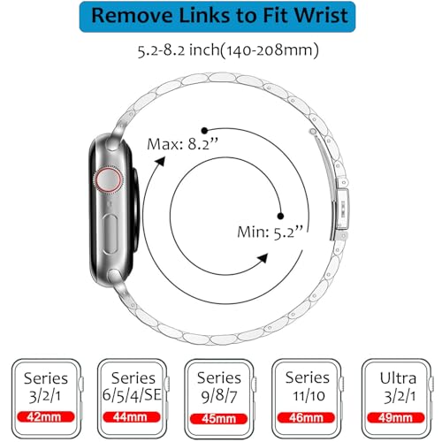 Image of Slim Stainless Band for Apple Watch Series 11-1 /SE, Ultra 3-1 | Compatible with 49 /46 /45 /44 /42 /41 /40 /38mm, Jewelry Office Dressy Metal iWatch Strap for Women, Lightweight Two-tone Bracelet
