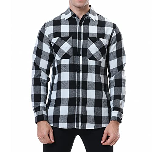Esabel.C Mens Flannel Shirt Regular Fit Long Sleeve,Casual Button Down Plaid Flannel Shirt for Men 5
