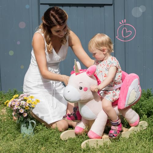 labebe - Baby Rocking Horse, Ride Unicorn, Kid Ride On Toy for 6 Month-3 Year Old, Infant (Boy Girl) Plush Animal Rocker, Toddler/Child Stuffed Ride Toy (Pink) - Image 3