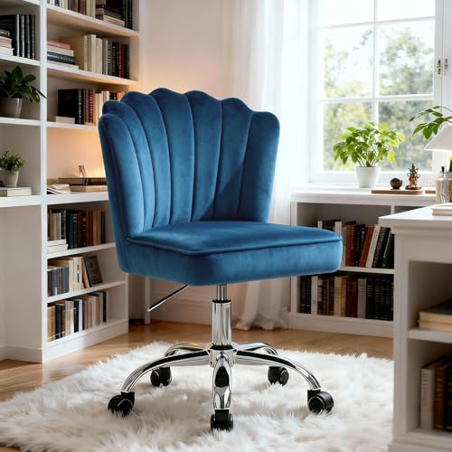 Fiximaster Homeoffice Chaise de Bureau pivotante réglable en Hauteur, Pieds en Argent en Velours, pour Le Bureau, la Chambre à Coucher - Charge maximale : 135 kg, Bleu