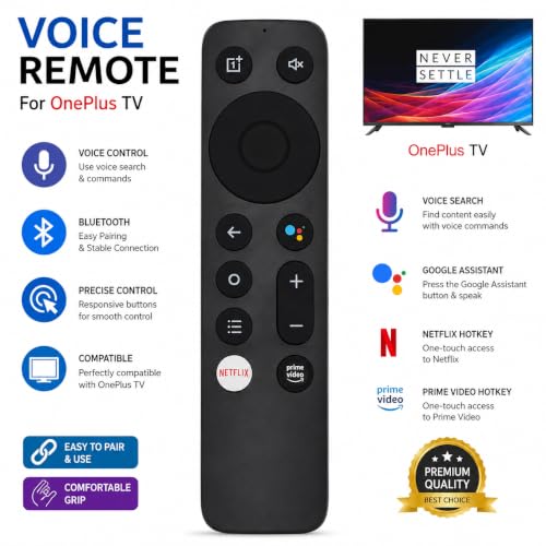 Image of Original Voice Remote Control with Voic e Function Compatible for One Plus Q Series /U Series / Y1S / Y1S 40Y1 OnePlus Smart Andorid LED t v[Oneplus tv Remote] Old Remote mach