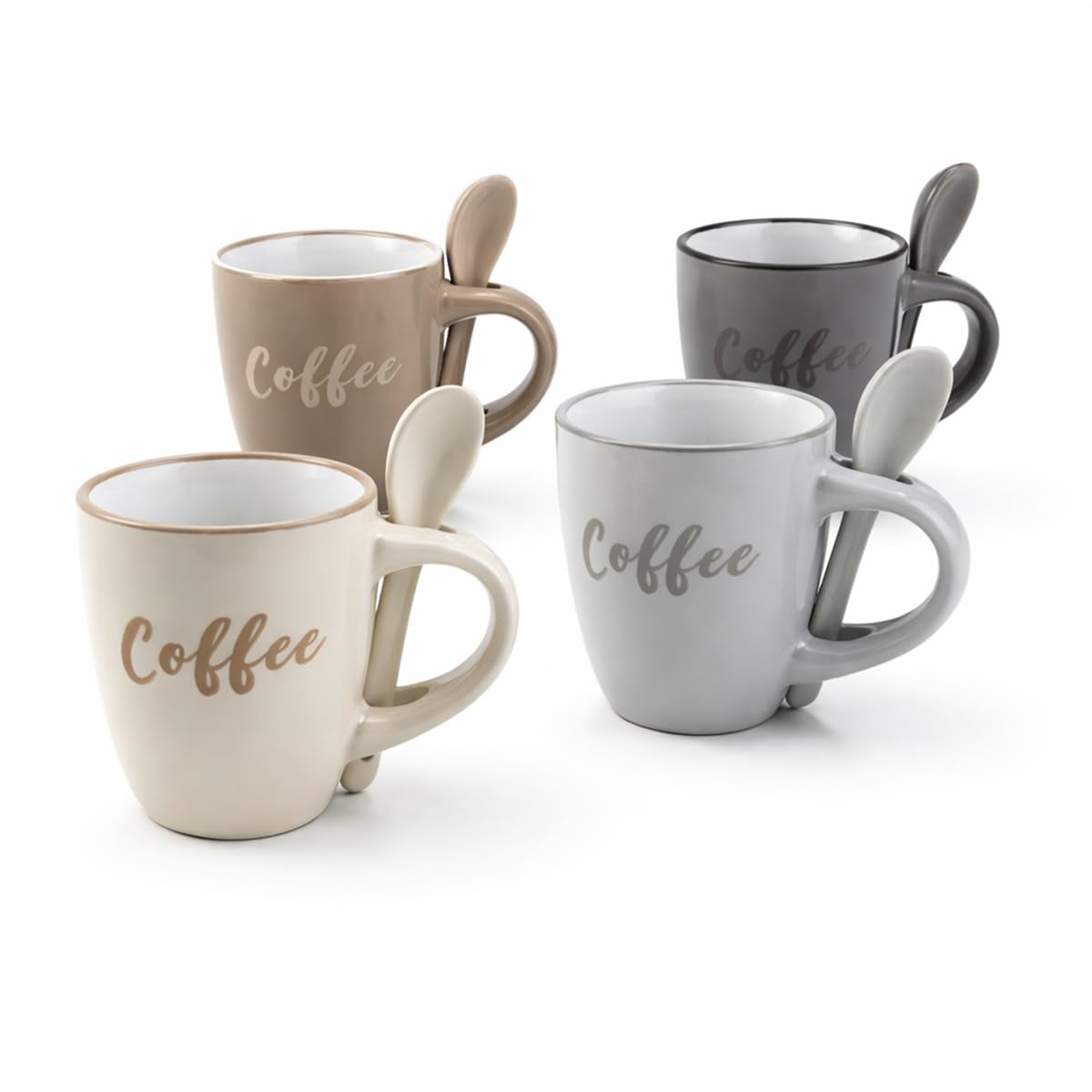 Francois et Mimi Set di 4 tazze da caffè Jumbo in ceramica a