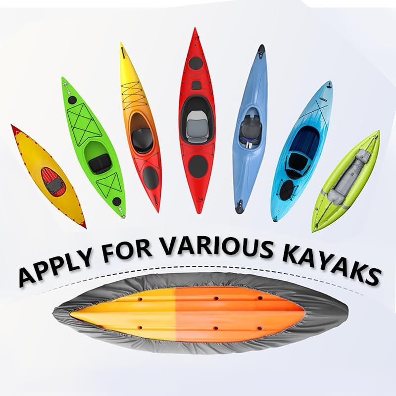 Kayak Cover for Old Town Malibu Pedal T, Kayak Canoe Fishing Boat Dust Covers for Outdoor Storage, Durable Oxford Fabric Canoe Cover, Great for Indoor & Outdoor,A Black