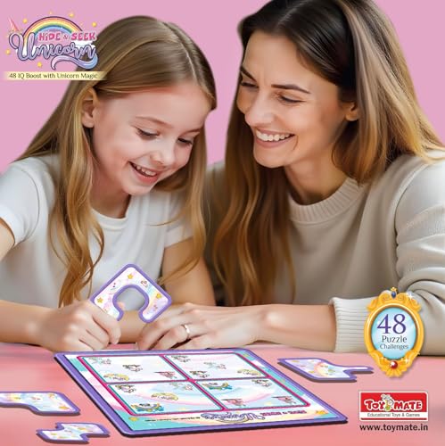 Image of toymate Hide N Seek Unicorn IQ Puzzle Game | 48 Brain-Teasing Challenges for Kids | Logic & Problem-Solving Educational Toy | Single Player Travel Puzzle for Ages 4+