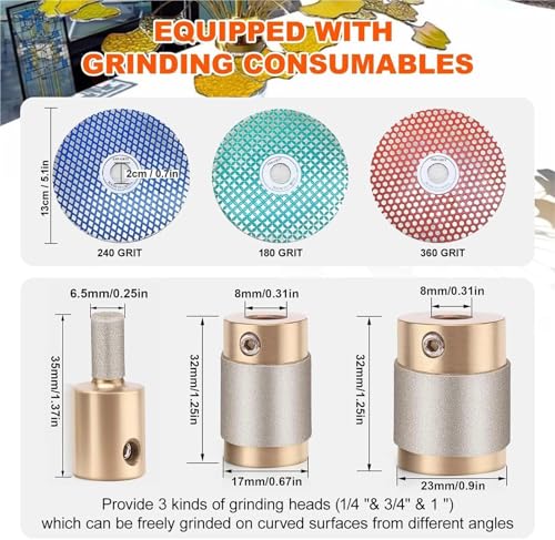 Molinillo de vidrieras de 60W kit portátil mini herramienta con broca de diamante 5