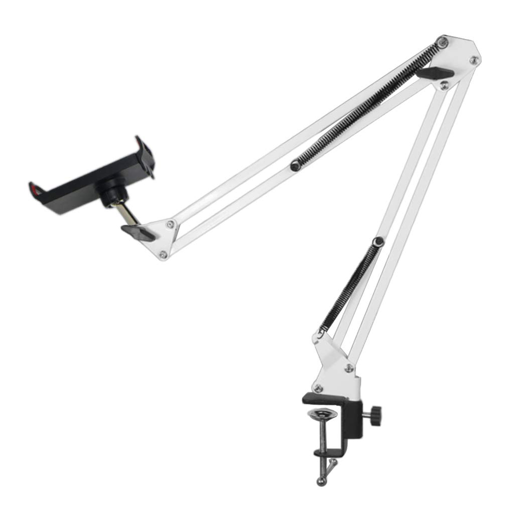 Juego de 2 soportes flexibles para teléfono y tableta, brazo largo, montaje de 360 grados para cama, escritorio, color blanco