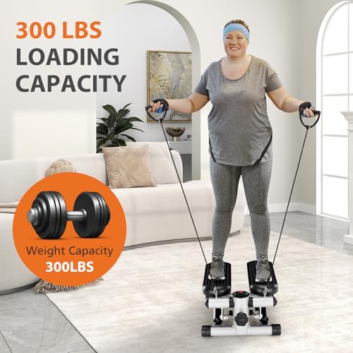 Image of Sweetcrispy Mini Stair Steppers with Resistance Bands for Exercise at Home, Portable Exercise Twist Stepper Machine for Full Body Workout, 300LBS Capacity