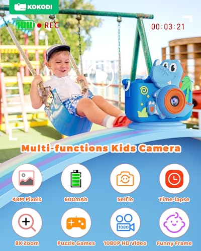 Image of KOKODI - Selfie Camera for Kids, Christmas Birthday Gifts for 3-12 Year Old Boys Girls, HD Digital Video Camera for Toddlers, Toys for 3 4 5 6 7 8 Year Old 5